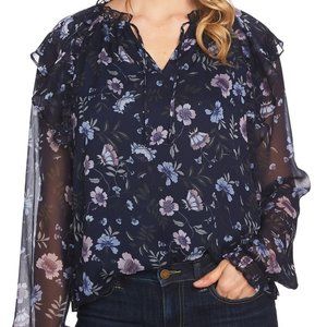 CeCe Floral Chiffon Blouse (Size M)